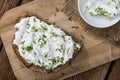 Slice of Bread with Herb Curd Royalty Free Stock Photo