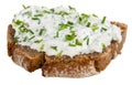 Slice of Bread with Herb Curd on white Royalty Free Stock Photo