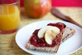 Slice of bread with jam and apples and cinnamon Royalty Free Stock Photo