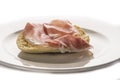 Slice bread with parma ham Royalty Free Stock Photo