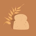 Slice of Bread and Spike of Wheat