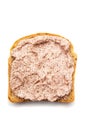 Slice of bread with spread on top Royalty Free Stock Photo