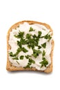 Slice of bread with spread on top Royalty Free Stock Photo