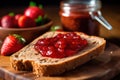 slice of bread with strawberry jam. Generative ai Royalty Free Stock Photo