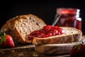 slice of bread with strawberry jam. Generative ai Royalty Free Stock Photo