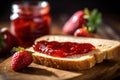 slice of bread with strawberry jam. Generative ai Royalty Free Stock Photo