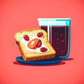 Slice of bread with strawberry jam, generative AI. Royalty Free Stock Photo