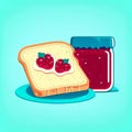 Slice of bread with strawberry jam, generative AI. Royalty Free Stock Photo