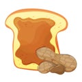 Slice of bread or toast with peanut butter isolated illustration Royalty Free Stock Photo