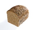 Slice of brown bread with sesame seeds isolated on a white background. Royalty Free Stock Photo