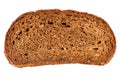 Slice of brown rye cereal bread isolated on white background, bread texture Royalty Free Stock Photo