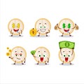 Slice of burmese grapes cartoon character with cute emoticon bring money