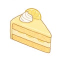 A slice of cake comprised of two layers of yellow sponge, separated by creamy filling. Royalty Free Stock Photo