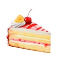 Slice of Cake with Creamy Icing Isolated on Transparent Background with Clipping Path Cut Out Concept for Yummy Pastries, Event Royalty Free Stock Photo