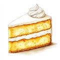 Slice of cake with a dollop of whipped cream on top Royalty Free Stock Photo