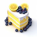 Vibrant 3d Lemon Blueberry Cake Illustration On White Background Royalty Free Stock Photo