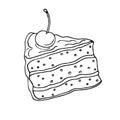 Slice of cake. Hand drawn sketch Royalty Free Stock Photo