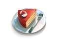 A slice of cake with strawberry topping Royalty Free Stock Photo