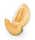 Slice cantaloupe melon isolated on white background Royalty Free Stock Photo
