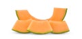 Slice cantaloupe melon on white background. Royalty Free Stock Photo