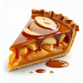 Slice of Caramel Apple Pie with Crust and Filling on White Background Royalty Free Stock Photo