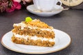Slice of carrot biscuit cake Royalty Free Stock Photo