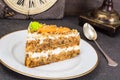 Slice of carrot biscuit cake Royalty Free Stock Photo