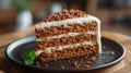 Slice of carrot cake on a ceramic plate Royalty Free Stock Photo