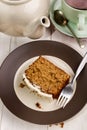 Slice carrot cake on a plate Royalty Free Stock Photo