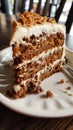 Slice of carrot cake on a plate Royalty Free Stock Photo