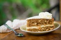 Slice of carrot cake on plate Royalty Free Stock Photo