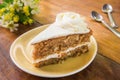 Slice of carrot cake on plate Royalty Free Stock Photo