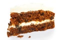 Slice of carrot cake with rich frosting. Royalty Free Stock Photo