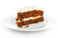 Slice of carrot cake with rich frosting. Royalty Free Stock Photo