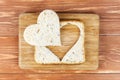 Slice of cereal toast bread with cut out heart Royalty Free Stock Photo