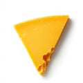 A slice of cheddar cheese, isolated on a white background, highlighting its sharp flavor and smooth Royalty Free Stock Photo