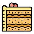 Slice cheesecake icon vector flat