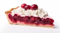 Delicate Cranberry Pie Slice With Cream And Cherry - Uhd Image Royalty Free Stock Photo