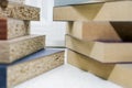 Slice of chipboard and mdf samples. Different texture of materials