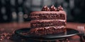 slice of chocolate cake, highlighting the decadent layers of moist cake and creamy frosting in exquisite detail Royalty Free Stock Photo