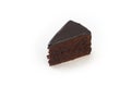 A slice of chocolate cake on a white plate. Royalty Free Stock Photo