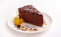 Slice of chocolate cream cake. Royalty Free Stock Photo
