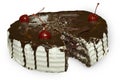 Slice of chocolate cream cake with cherry Royalty Free Stock Photo