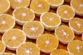 Slice citrus orange on wood plate