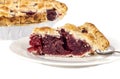 A Slice of Cooked Cherry Pie on a White Porcelain Plate I