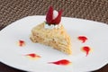 Slice of cottage cheese cake with butter cream