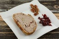 Cranberry walnut slice of bread Royalty Free Stock Photo