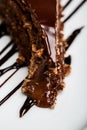 Slice of creamy chocolate cake in detail Royalty Free Stock Photo