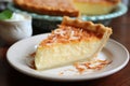 A slice of creamy coconut custard pie Royalty Free Stock Photo