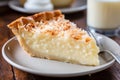 A slice of creamy coconut custard pie Royalty Free Stock Photo